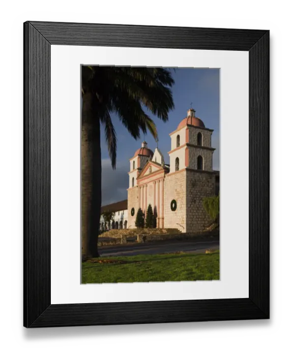 Framed Print : USA, California, Southern California, Santa Barbara, Mission Santa Barbara, dawn