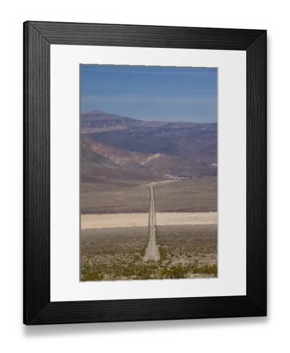 Framed Print : USA, California, Death Valley National Park, elevated view of Rt. 190 from Towne Pass