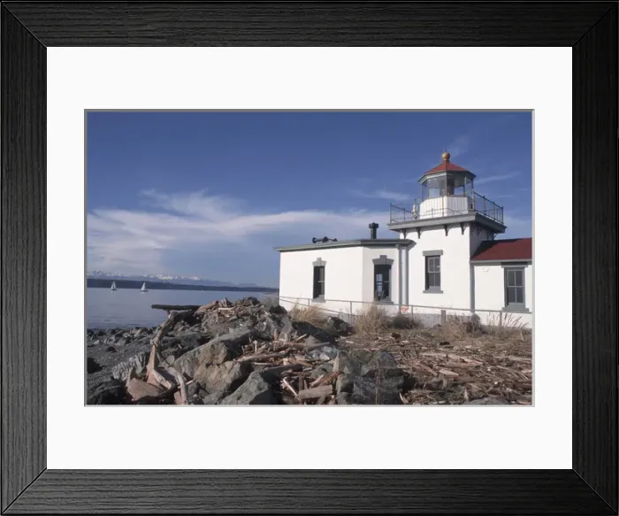 Framed Print : U. S. A. Washington, Seattle Discovery Park Lighthouse on Elliott Bay Framed Print : U. S. A. Washington, Seattle Discovery Park Lighthouse on Elliott Bay