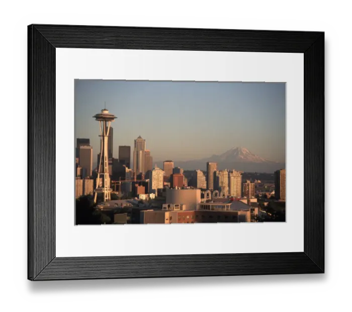 Framed Print : U. S. A. Washington, Seattle Downtown Seattle, showing Space Needle, with Mt. Rainier Framed Print : U. S. A. Washington, Seattle Downtown Seattle, showing Space Needle, with Mt. Rainier