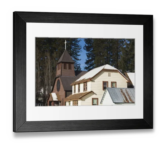 Framed Print : USA, California, Northern California, Northern Mountains, McCloud, town church Framed Print : USA, California, Northern California, Northern Mountains, McCloud, town church
