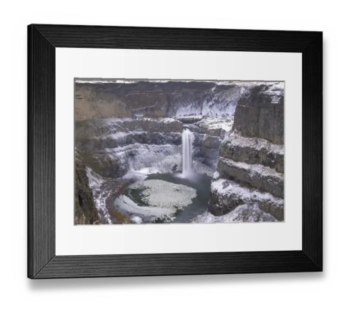 Framed Print : N. A. USA, Washington, Palouse Falls State Park. Palouse Falls in winter