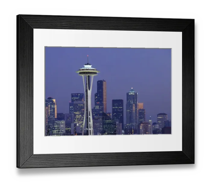 Framed Print : Washington, Seattle Skyline at night