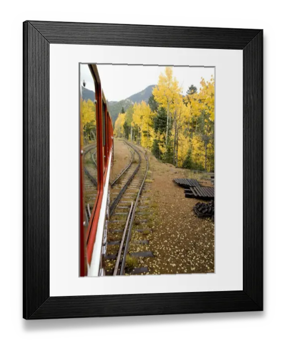 Framed Print : Colorado, Colorado Springs, Manitou Springs. Pikes Peak Cog Railway. Fall views from the train Framed Print : Colorado, Colorado Springs, Manitou Springs. Pikes Peak Cog Railway. Fall views from the train