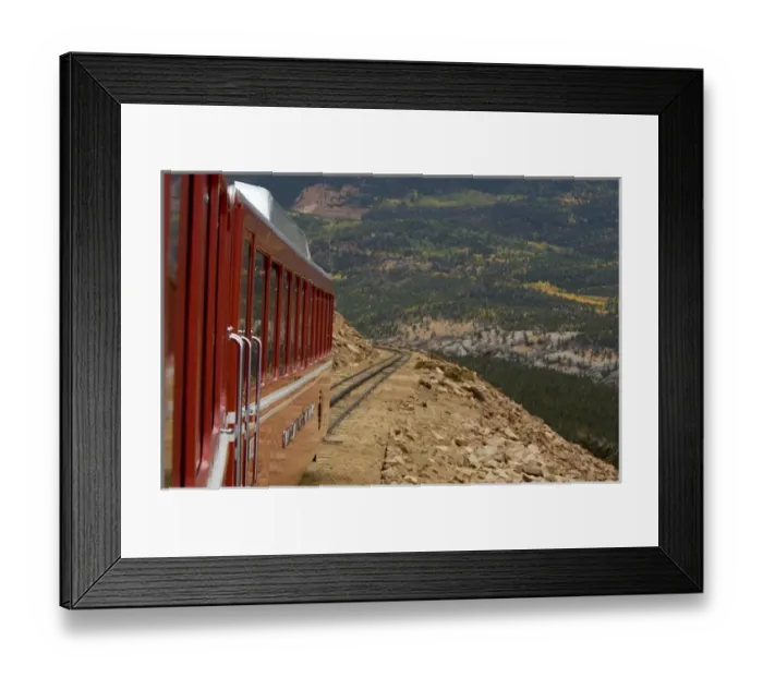 Framed Print : Colorado, Colorado Springs. Pikes Peak Cog Railway. Views from the train near Framed Print : Colorado, Colorado Springs. Pikes Peak Cog Railway. Views from the train near
