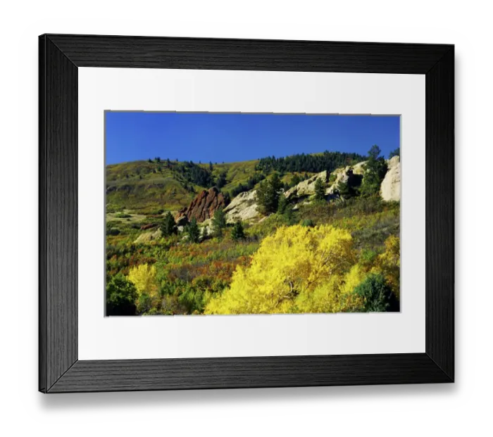 Framed Print : USA, Colorado, Roxborough State Park. Mountains and bluffs covered in autumn colors Framed Print : USA, Colorado, Roxborough State Park. Mountains and bluffs covered in autumn colors
