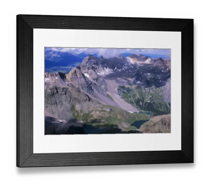 Framed Print : View of Dallas Peak above Blue Lake Basin from top of Mount Sneffels, Mount Sneffels Wilderness Framed Print : View of Dallas Peak above Blue Lake Basin from top of Mount Sneffels, Mount Sneffels Wilderness