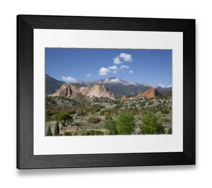 Framed Print : CO, Colorado Springs, Garden of the Gods with Pikes Peak, South Gateway Rock and Gray Rock Framed Print : CO, Colorado Springs, Garden of the Gods with Pikes Peak, South Gateway Rock and Gray Rock
