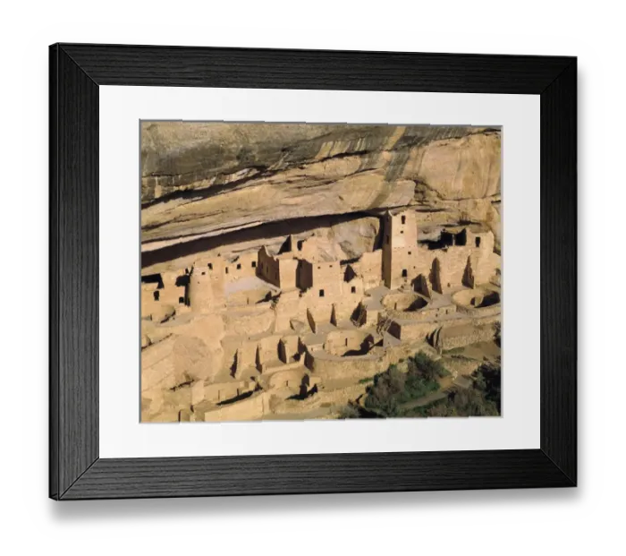 Framed Print : USA, Colorado, Mesa Verde NP. Visitors can get an overview of Cliff Palace at Mesa