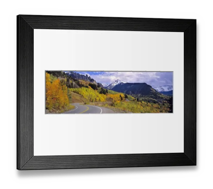 Framed Print : USA, Colorado, Telluride. Highway 145 twists through the San Juan Mountains near Telluride Framed Print : USA, Colorado, Telluride. Highway 145 twists through the San Juan Mountains near Telluride