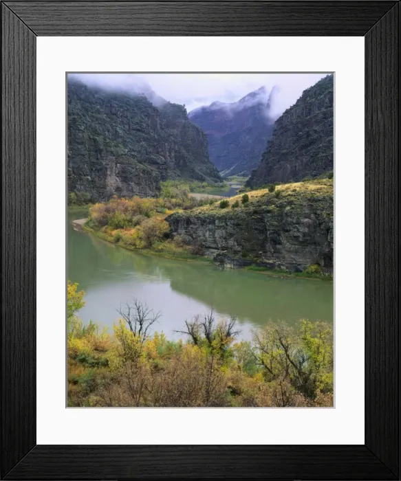 Framed Print : DINOSAUR NATIONAL MONUMENT, COLORADO. USA. Green River at Gates of Lodore in autumn Framed Print : DINOSAUR NATIONAL MONUMENT, COLORADO. USA. Green River at Gates of Lodore in autumn