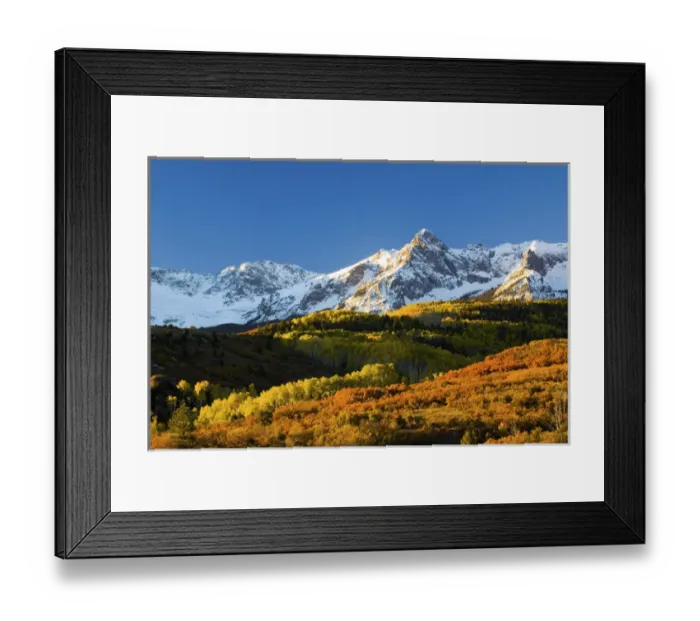 Framed Print : North America, USA, Colorado, Dallas Divide, Sunrise on the Mt. Sneffles with Autumn Colors