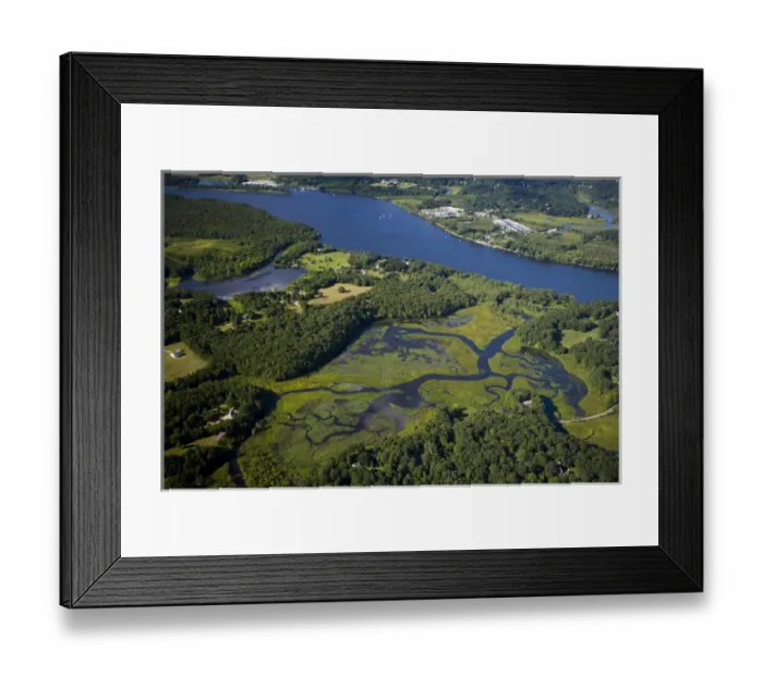 Framed Print : Wetlands near the Connecticut River in Lyme, Connecticut. Aerial Framed Print : Wetlands near the Connecticut River in Lyme, Connecticut. Aerial