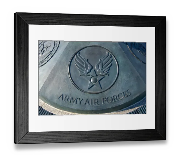 Framed Print : Washington, DC, National WWII Memorial, Army Air Forces emblem Framed Print : Washington, DC, National WWII Memorial, Army Air Forces emblem