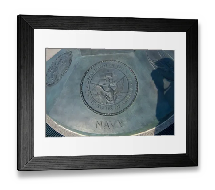 Framed Print : Washington, DC, National WWII Memorial, Navy emblem Framed Print : Washington, DC, National WWII Memorial, Navy emblem
