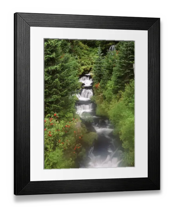 Framed Print : USA, Washington State, Gifort Pinchot National Forest, Mt. Adams and Twin falls Framed Print : USA, Washington State, Gifort Pinchot National Forest, Mt. Adams and Twin falls