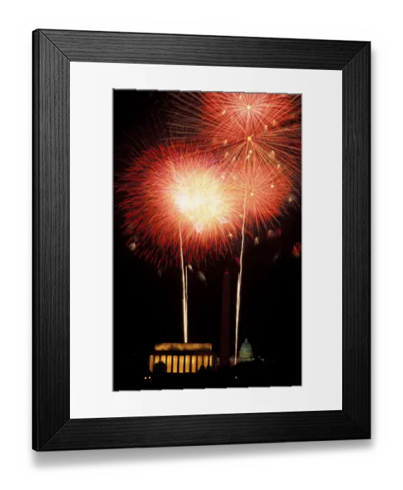 Framed Print : North America, USA, Washington D. C. 4th of July Fireworks over Capitol and Memorials
