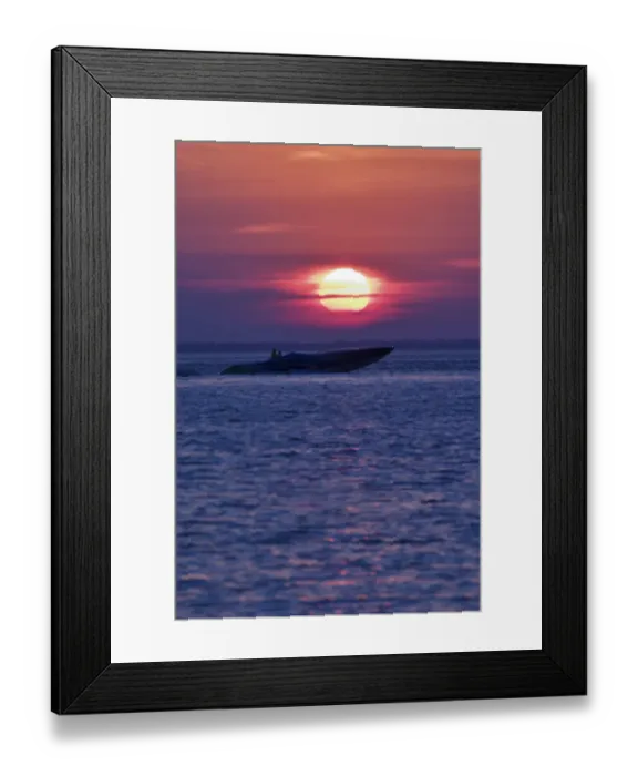 Framed Print : Cigarette boat silhouetted at sunset Fort Meyers, Florida Framed Print : Cigarette boat silhouetted at sunset Fort Meyers, Florida