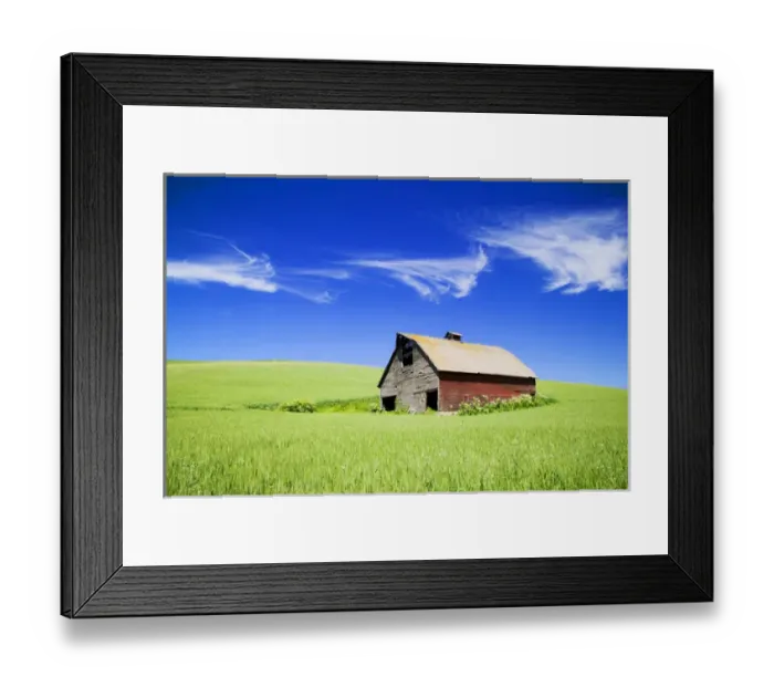 Framed Print : North America, USA, Washington, Old Red Barn in the Spring Green Wheat Field