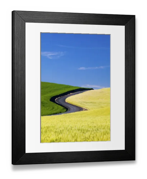 Framed Print : North America, USA, Washington, Palouse Country, Road Leading Through Spring and Winter Framed Print : North America, USA, Washington, Palouse Country, Road Leading Through Spring and Winter
