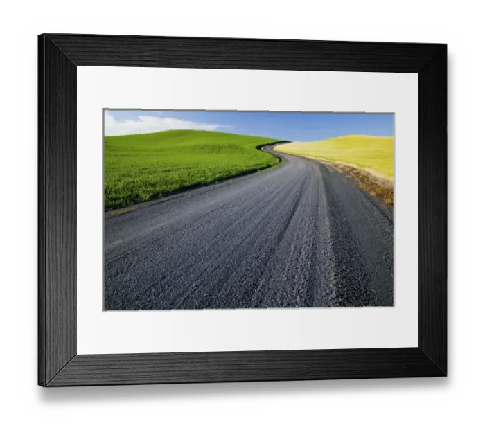 Framed Print : North America, USA, Washington, Palouse Country, Road Leading Through Spring and Winter Framed Print : North America, USA, Washington, Palouse Country, Road Leading Through Spring and Winter