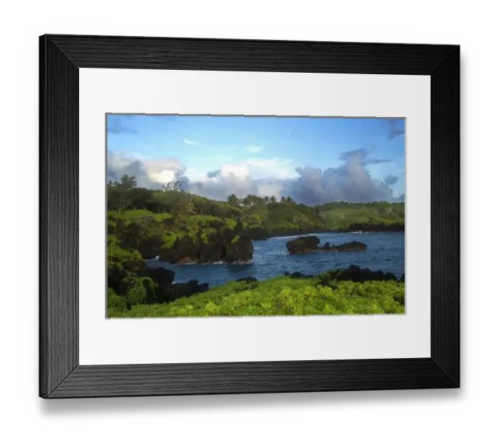 Framed Print : The first rays of morning sun warm Pa iloa Bay in the Wai anapanapa State Framed Print : The first rays of morning sun warm Pa iloa Bay in the Wai anapanapa State