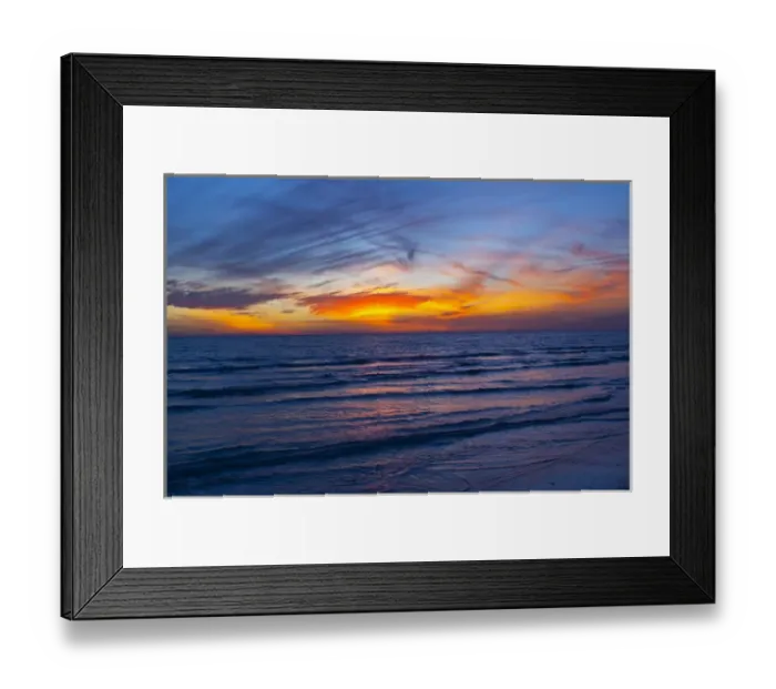 Framed Print : North America, USA, Florida, Sarasota, Sunset on the Crescent Beach, Siesta Key