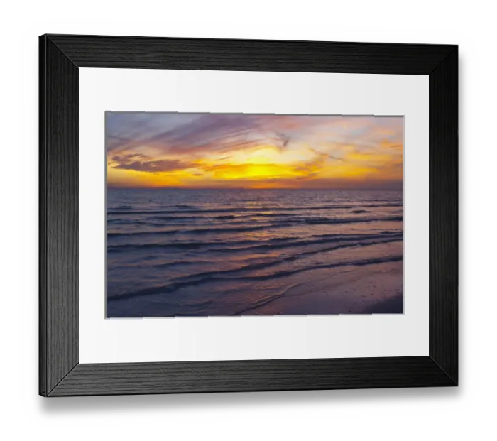 Framed Print : North America, USA, Florida, Sarasota, Sunset on the Crescent Beach, Siesta Key