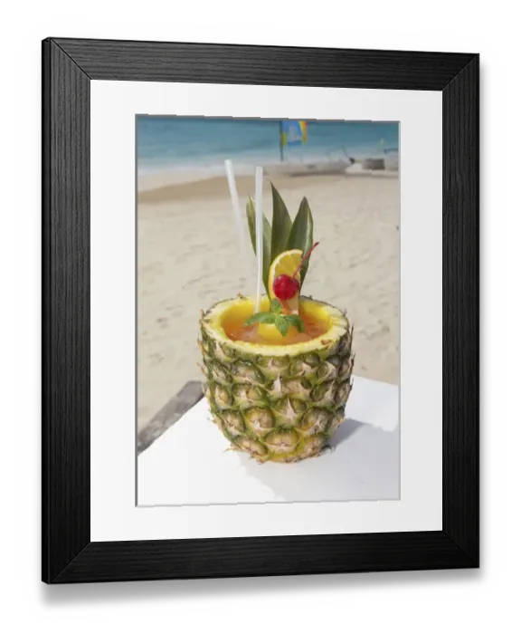 Framed Print : Rum Punch in pineapple Framed Print : Rum Punch in pineapple
