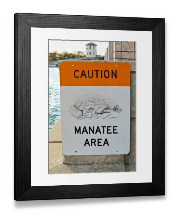 Framed Print : North America, USA, Florida, Tampa. Florida Manatees caution sign Framed Print : North America, USA, Florida, Tampa. Florida Manatees caution sign