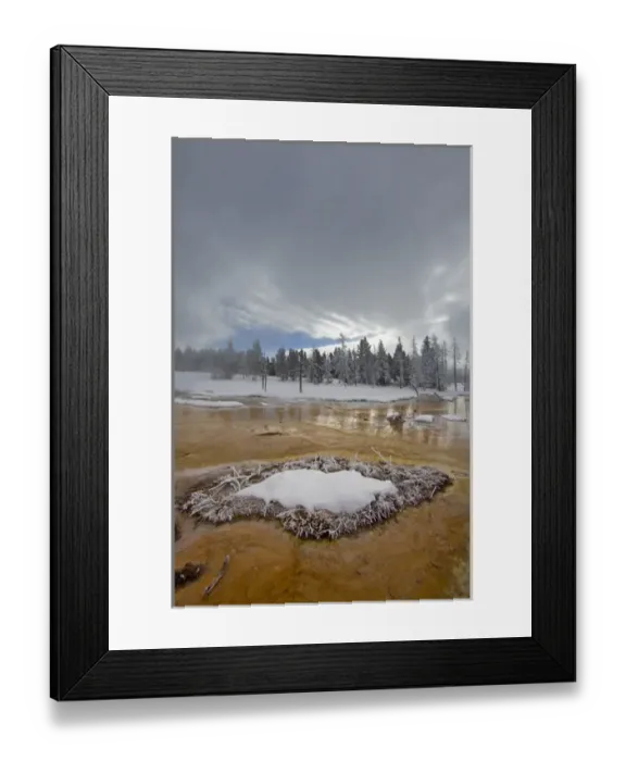 Framed Print : Bacteria Mat in the Lower Geyser Basin in winter in Yellowstone National Park Framed Print : Bacteria Mat in the Lower Geyser Basin in winter in Yellowstone National Park