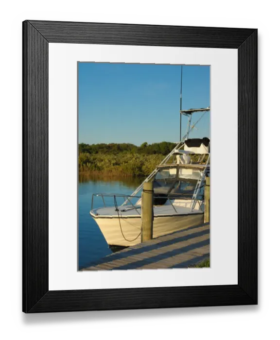 Framed Print : North America, USA, Florida, Ponce Inlet, docked boat Framed Print : North America, USA, Florida, Ponce Inlet, docked boat