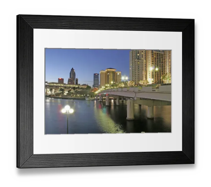 Framed Print : Evening lighting Harbor Island bridge on Garrison Channel downtown 2008, Tampa Florida Framed Print : Evening lighting Harbor Island bridge on Garrison Channel downtown 2008, Tampa Florida
