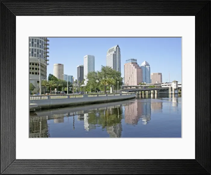 Framed Print : Skyline reflection Hillsborough Bay 2008 Tampa Florida