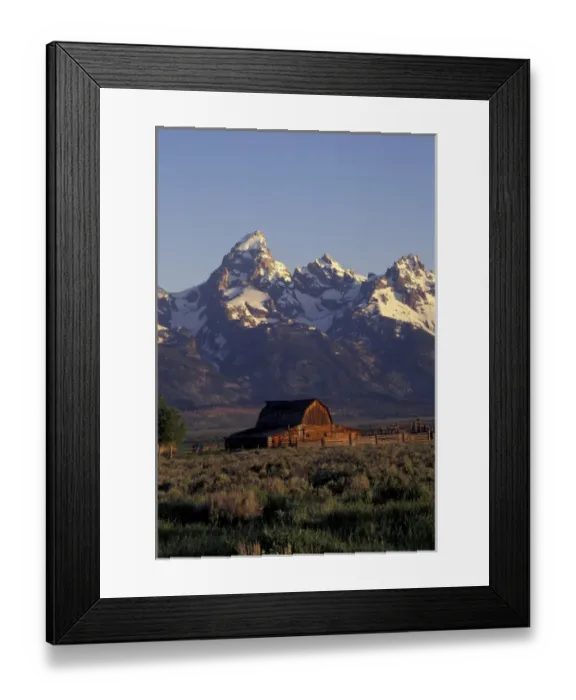 Framed Print : NA, USA, Wyoming, Grand Teton National Park. Jackson Hole homestead and Grand Teton Range Framed Print : NA, USA, Wyoming, Grand Teton National Park. Jackson Hole homestead and Grand Teton Range