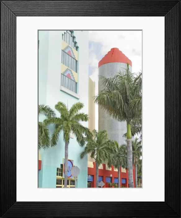 Framed Print : Modern art deco architecture, Miami Beach Florida