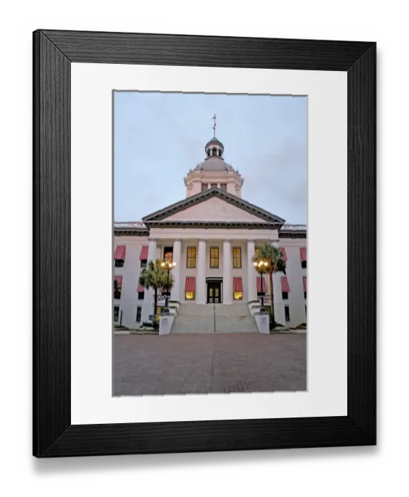 Framed Print : Evening lighting historic State Capitol Building Tallahassee Florida