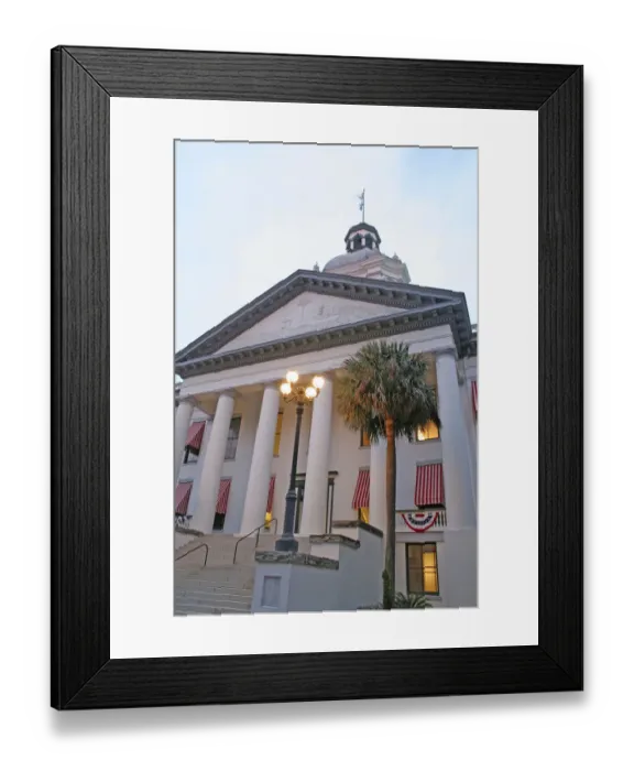 Framed Print : Evening lighting historic state capitol building Tallahassee Florida