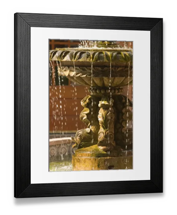 Framed Print : Water fountain inside square between St. George and Orange Street St. Augustine