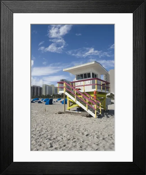 Framed Print : USA-Florida-Miami Beach: South Beach- Miami Beach Lifeguard Tower