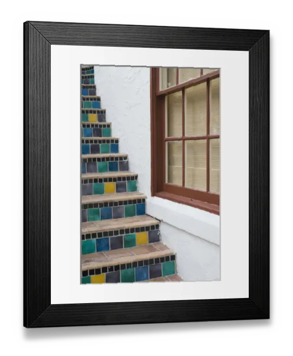 Framed Print : USA-Florida-Palm Beach: Worth Avenue-Via Mizner Alleyway- Mosaic Steps