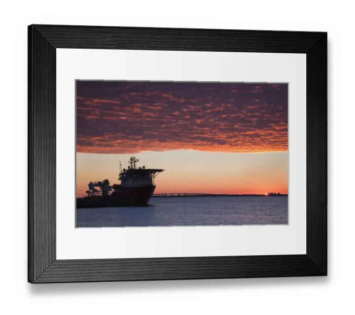 Framed Print : USA, Florida, Florida Panhandle, Pensacola, Port of Pensacola, oil rig supply ship, dawn Framed Print : USA, Florida, Florida Panhandle, Pensacola, Port of Pensacola, oil rig supply ship, dawn