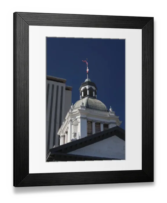 Framed Print : USA, Florida, Tallahassee, old and new State Capitol buildings