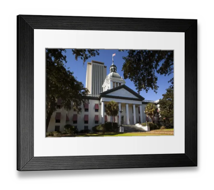 Framed Print : USA, Florida, Tallahassee, old and new State Capitol buildings Framed Print : USA, Florida, Tallahassee, old and new State Capitol buildings