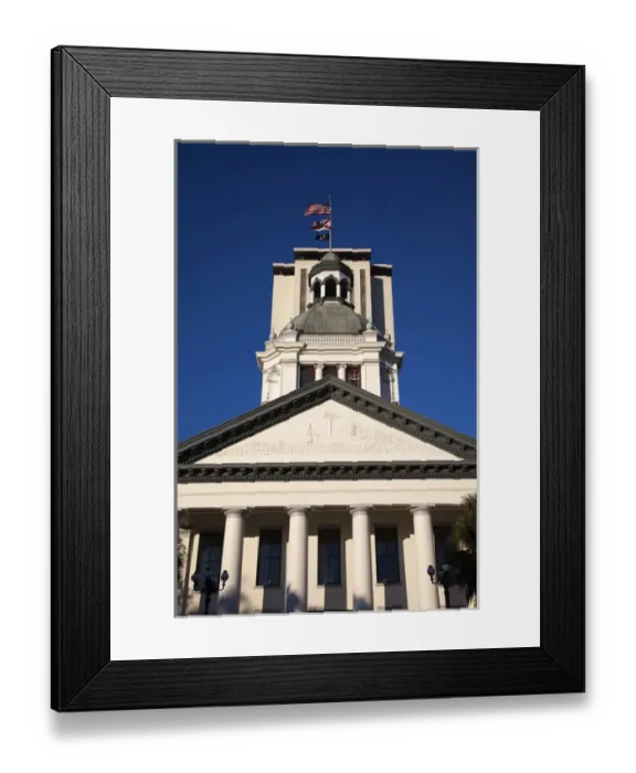 Framed Print : USA, Florida, Tallahassee, old and new State Capitol buildings, morning Framed Print : USA, Florida, Tallahassee, old and new State Capitol buildings, morning
