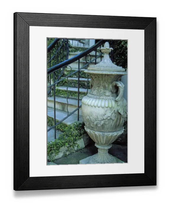 Framed Print : N. A. USA, Georgia, Savannah. Large urn near steps Framed Print : N. A. USA, Georgia, Savannah. Large urn near steps