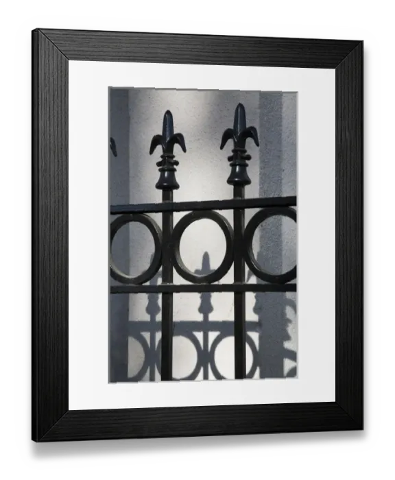 Framed Print : North America, USA, Georgia, Savannah. Wrought iron railing with shadows Framed Print : North America, USA, Georgia, Savannah. Wrought iron railing with shadows