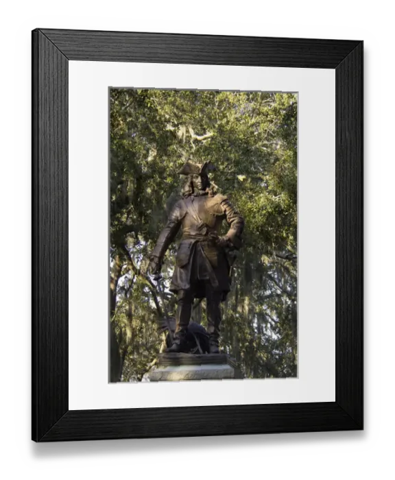 Framed Print : USA, Georgia, Savannah, historic district, statue of General James Edward Oglethorpe