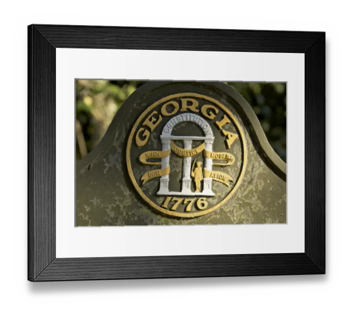 Framed Print : USA, Georgia, Savannah, historic district, state seal 1776