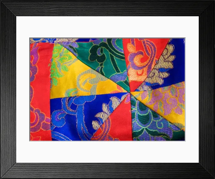 Framed Print : USA; Georgia; Savannah; Fabric from Nepal on display